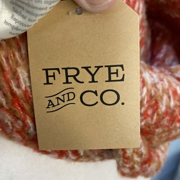 Frye & Co. Chunky Super Soft Scarlet Space Dyed Coral Cream Tan Infinity Scarf - Picture 5 of 7